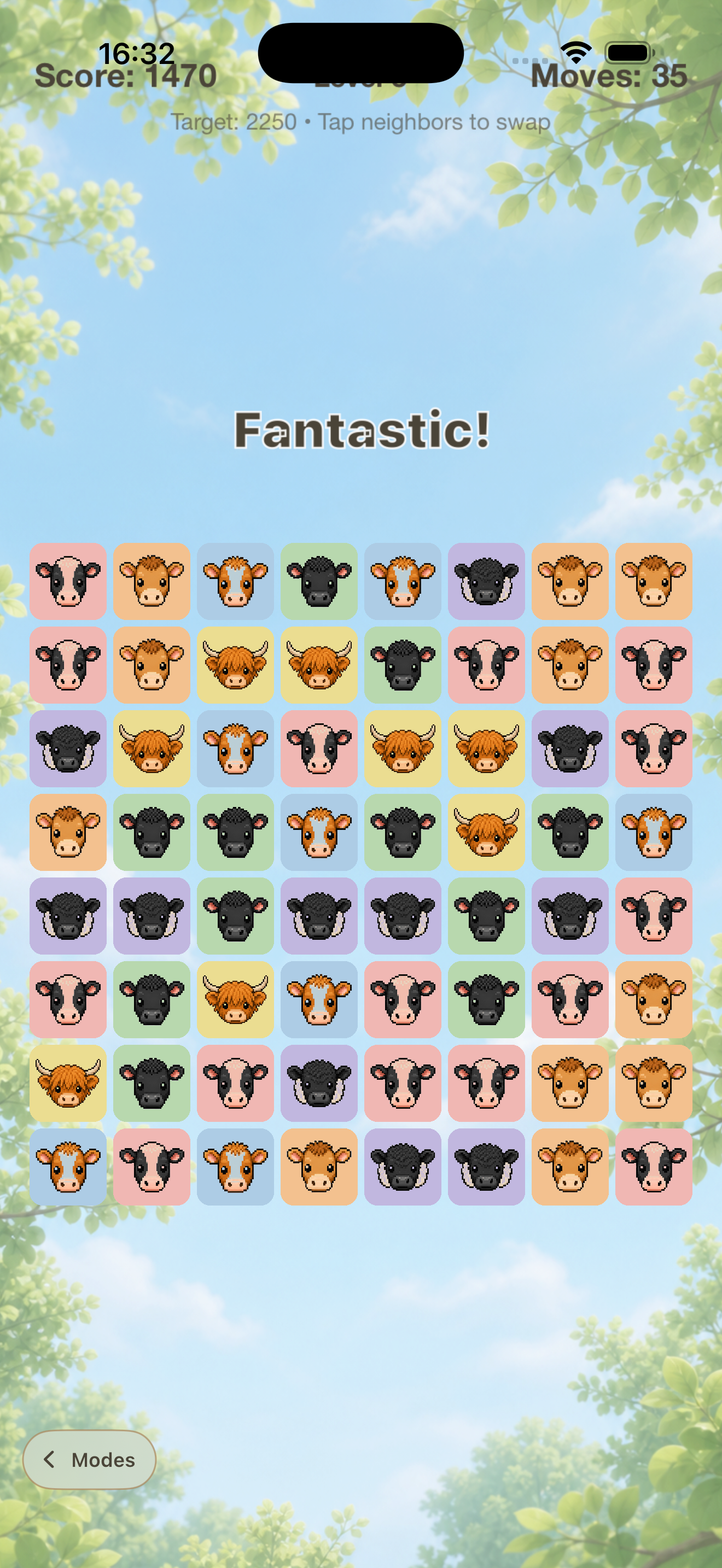 Original match-three gameplay board