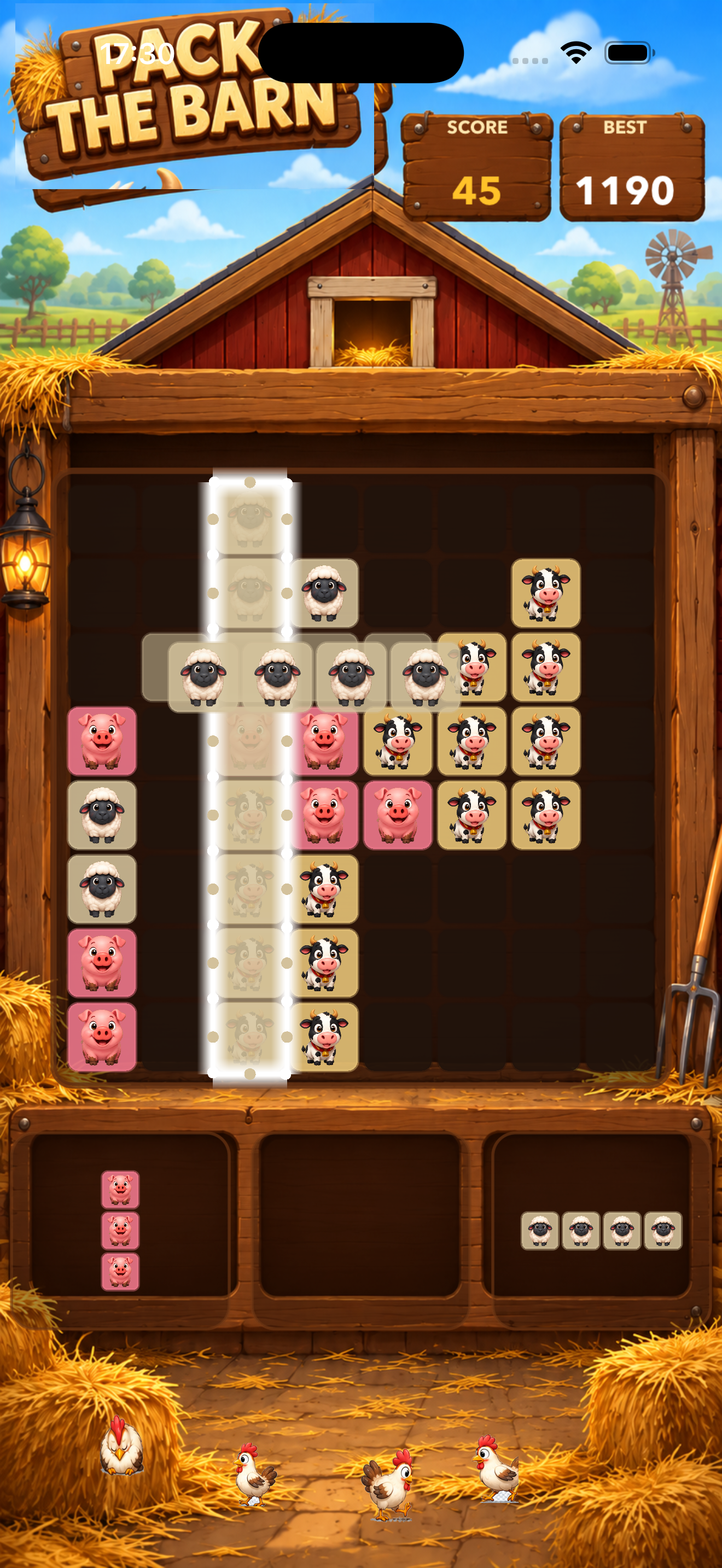 Pack the Barn Barn Full retry screen