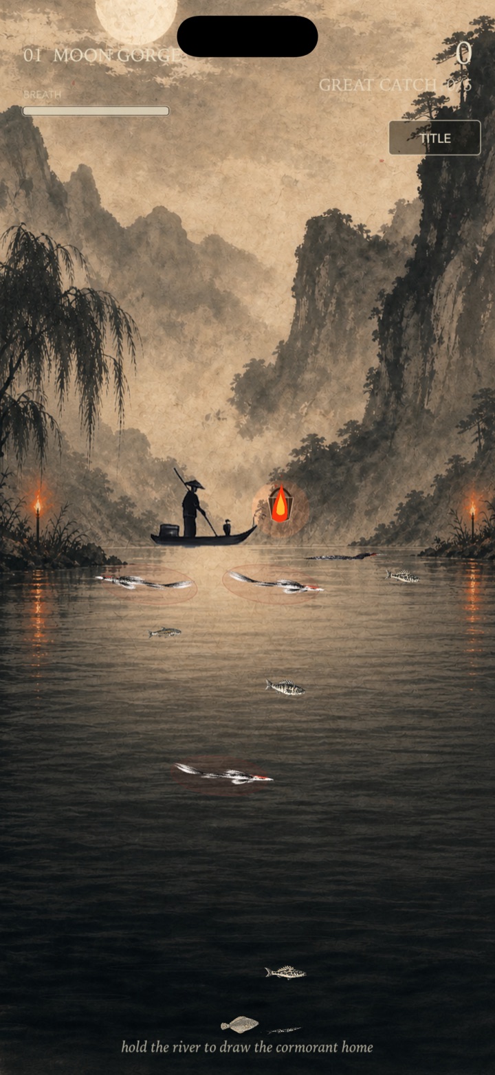 Cormorant fishing in The River Bond